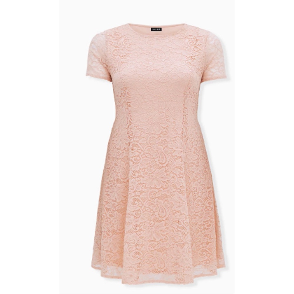 Torrid Blush Lace Fluted Dress